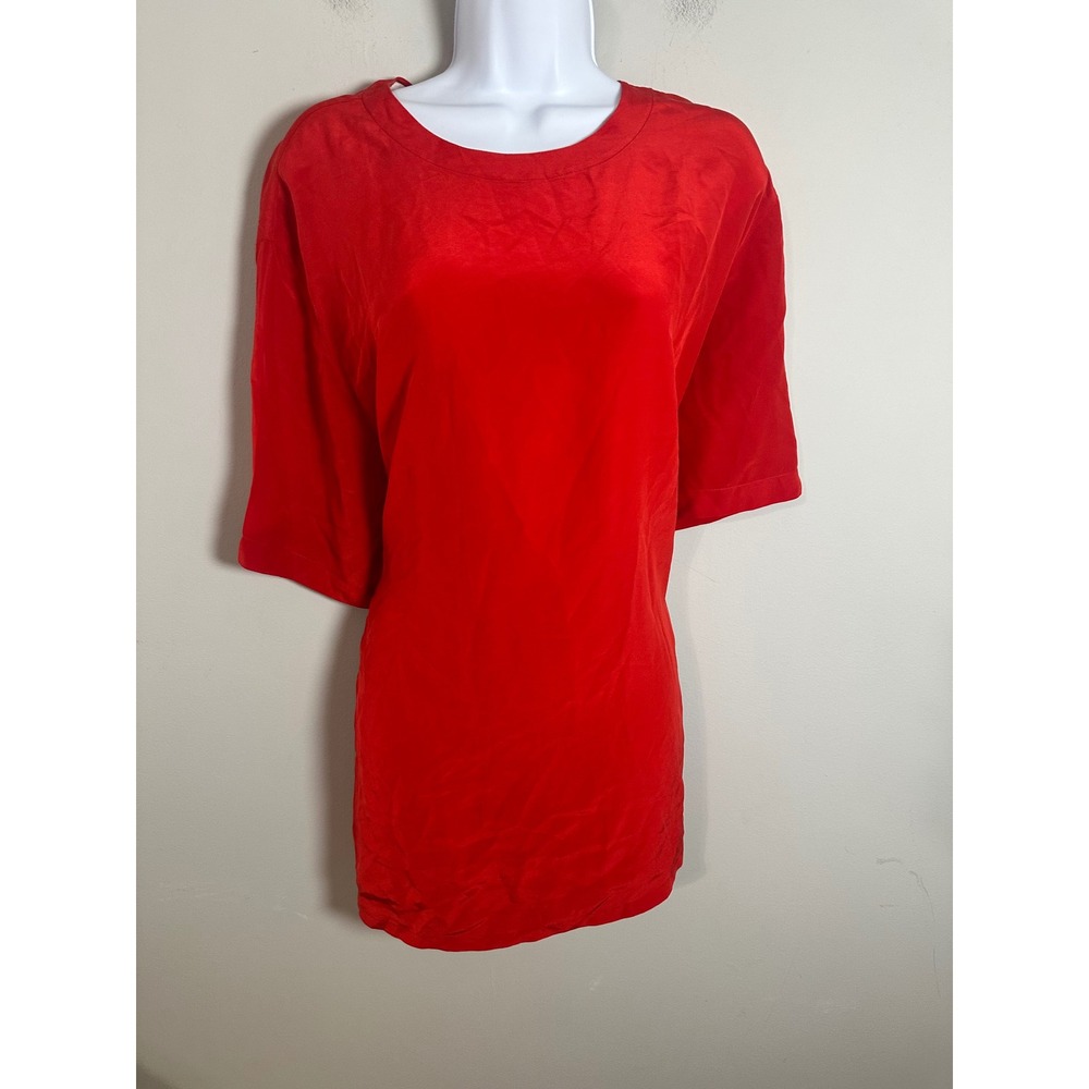 Jones New York Vintage Red 100% Silk Short Sleeve Tunic Blouse 22W